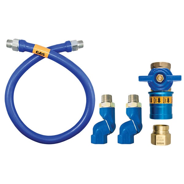 1/2"D Blue Hose™ Moveable Gas Connector Hose Assembly 72"L, Stainless Steel Braid, Safety Quik® QDV, 2 Swivel MAX®, 48,000 BTU/hr