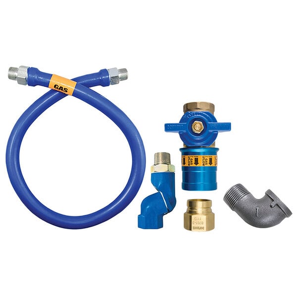1/2"D Blue Hose™ Moveable Gas Connector Hose Assembly 60"L, Stainless Steel Braid, Safety Quik® QDV, Swivel MAX®, Elbow, 56,000 BTU/hr