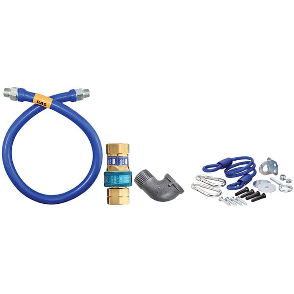 1/2"D Blue Hose™ Moveable Gas Connector 72"L, Stainless Steel Braid, SnapFast® QD, Restraining Cable, 55,000 BTU/hr