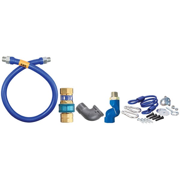 1/2"D Blue Hose™ Moveable Gas Connector Hose Assembly 24"L, Stainless Steel Braid, SnapFast® QD, Swivel MAX®, Restraining Cable, 81,000 BTU/hr
