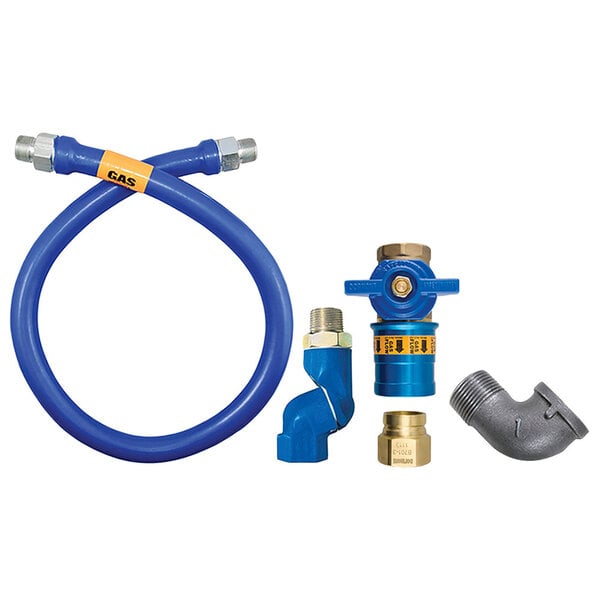 3/4"D Blue Hose™ Moveable Gas Connector Hose Assembly 60"L, Stainless Steel Braid, Safety Quik® QDV, Swivel MAX®, Elbow, 147,000 BTU/hr