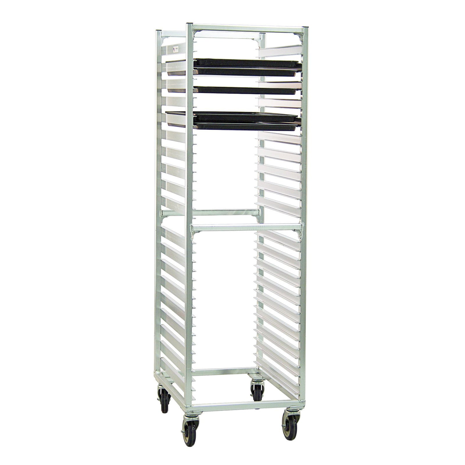 New Age 38-Pan End Load Mobile Aluminum Bun Pan Rack