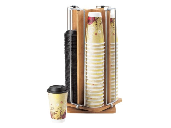 Bamboo 4-Section Revolving Cup & Lid Organizer, 9" Dia.