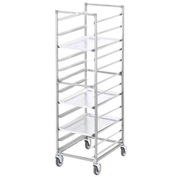 20.5" 12-Pan Heavy-Duty Aluminum Bun Pan Rack - All-Welded, End Load