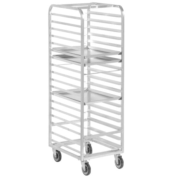 20.5" 18-Pan Heavy-Duty Aluminum Walk-In Bun Pan Rack - End Load