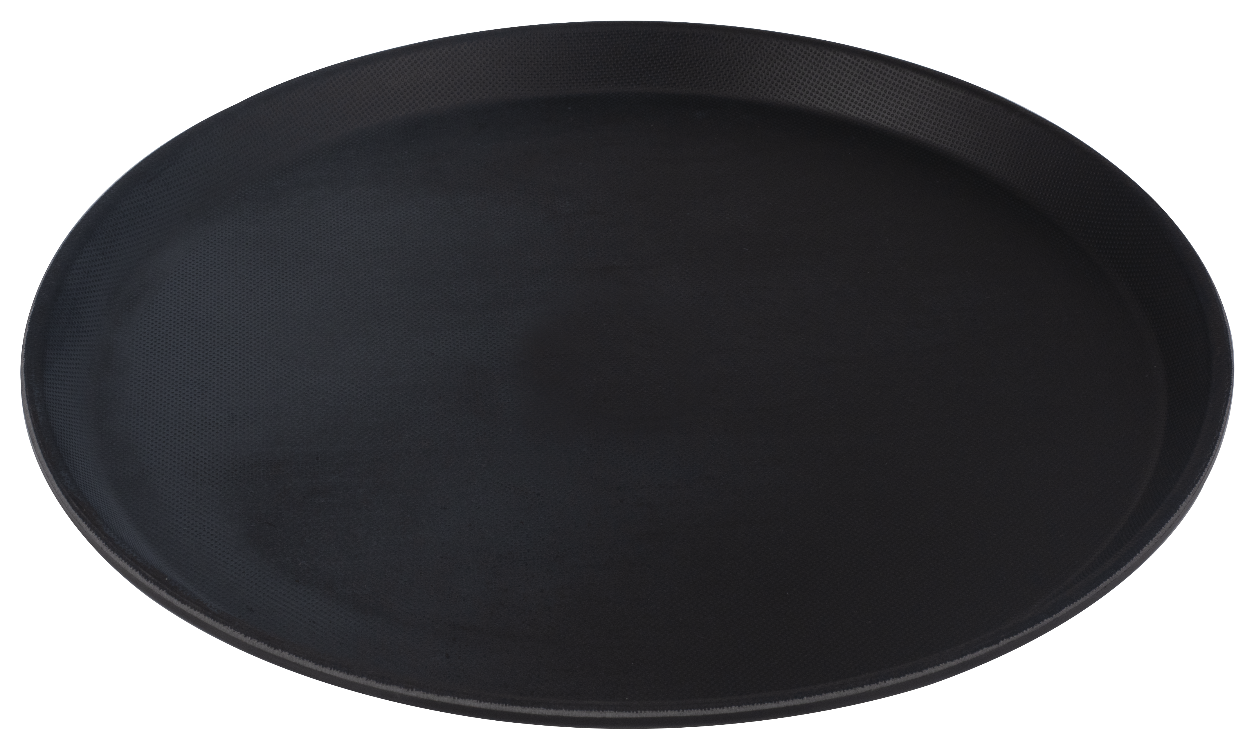 Serving Tray Rubber Lined, 14" Round, Black, Fiberglass