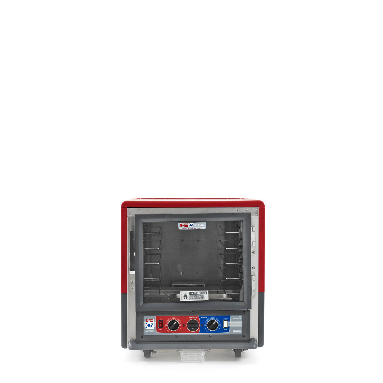 C5™ 3 Series Undercounter Red Insulation Armour™ Low Wattage Heated Holding Cabinet w/ (10) Pan Capacity, Lip Load Slides, Clear Door, 120v