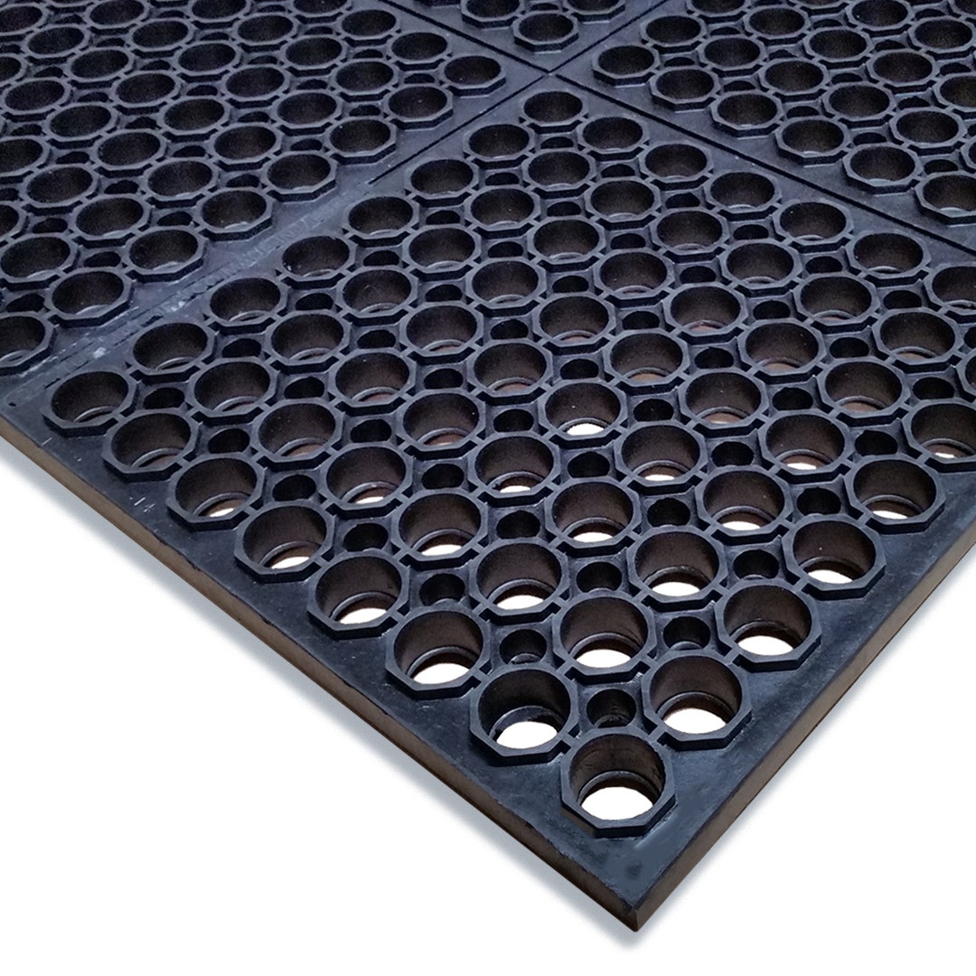 VIP Tuffdek Anti-Fatigue Mat - 3' x 3', Rubber, Black