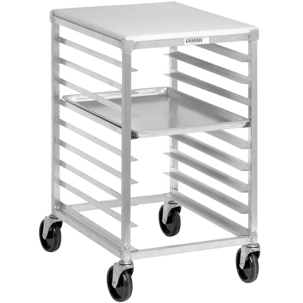 20.5" 9-Pan Heavy-Duty Aluminum Bun Pan Rack w/ Nesting Rack - Half Height, End Load