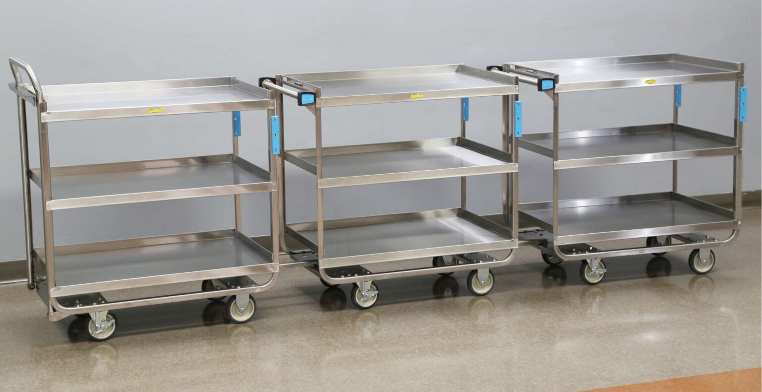 Push-Pull Trailing Utility Cart, 3-Tier, Open Design, 700 lb. Capacity