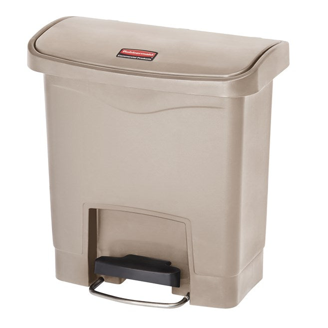 Slim Jim 4-Gallon Step-On Utility Container with Hinged Lid, Beige