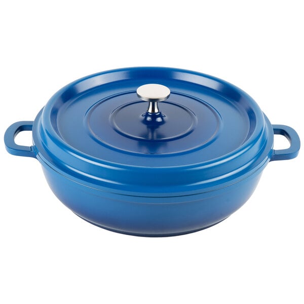3 Qt. Heiss Braiser Pan, Cobalt Blue with Lid