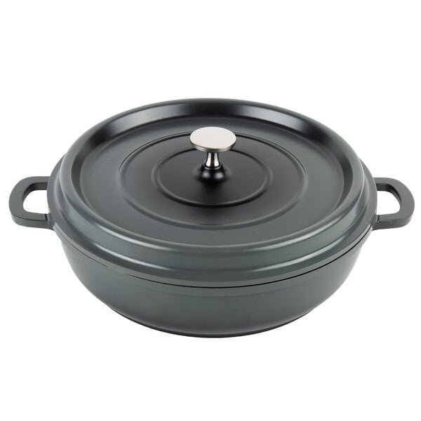 3 Qt. Heiss Braiser Pan, Gray with Lid