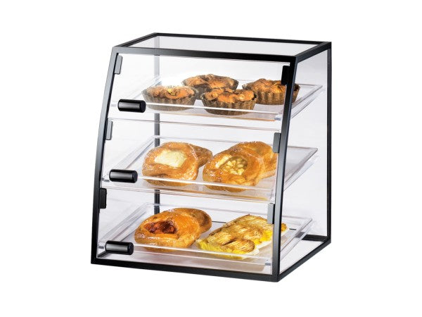 16"W x 15"D x 17-1/4"H 3-Tier Self-Serve Cabinet, Acrylic with Iron Frame