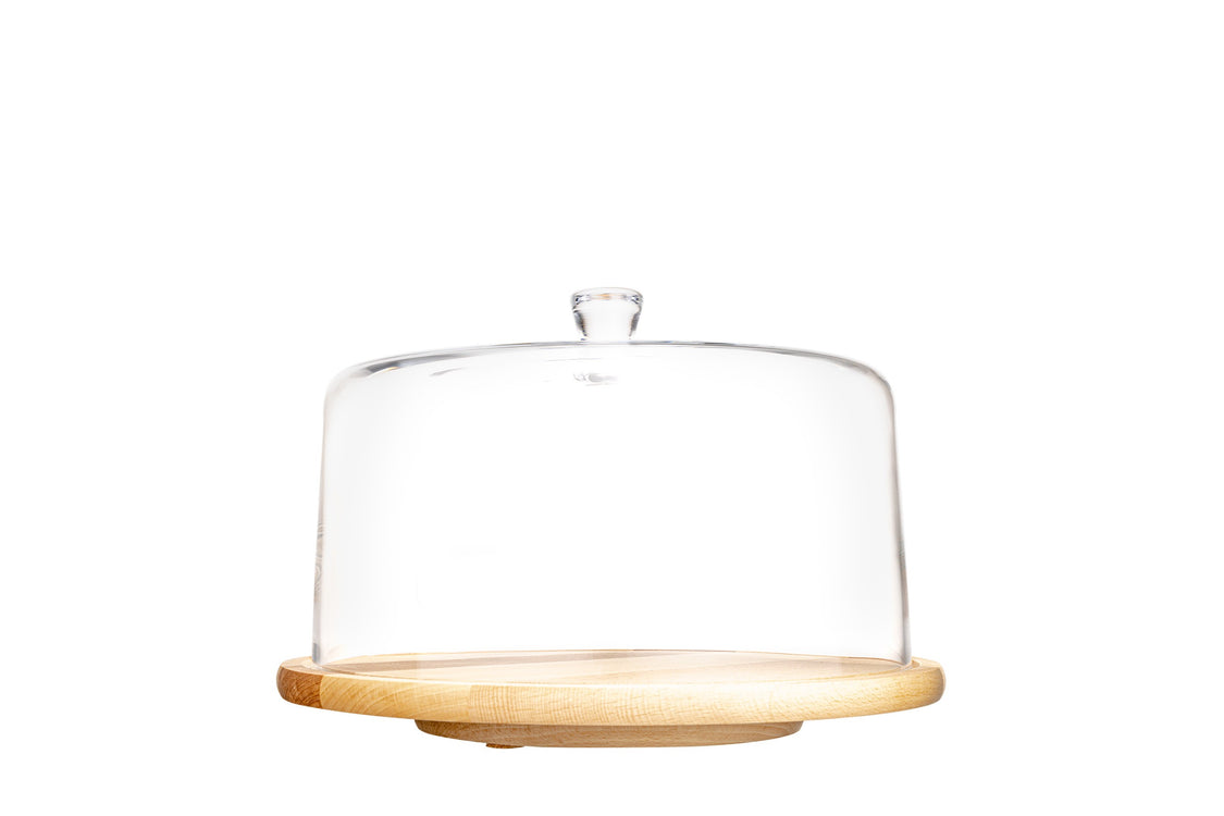 Glamour Wooden Rotating Cake Stand with Dome Cover