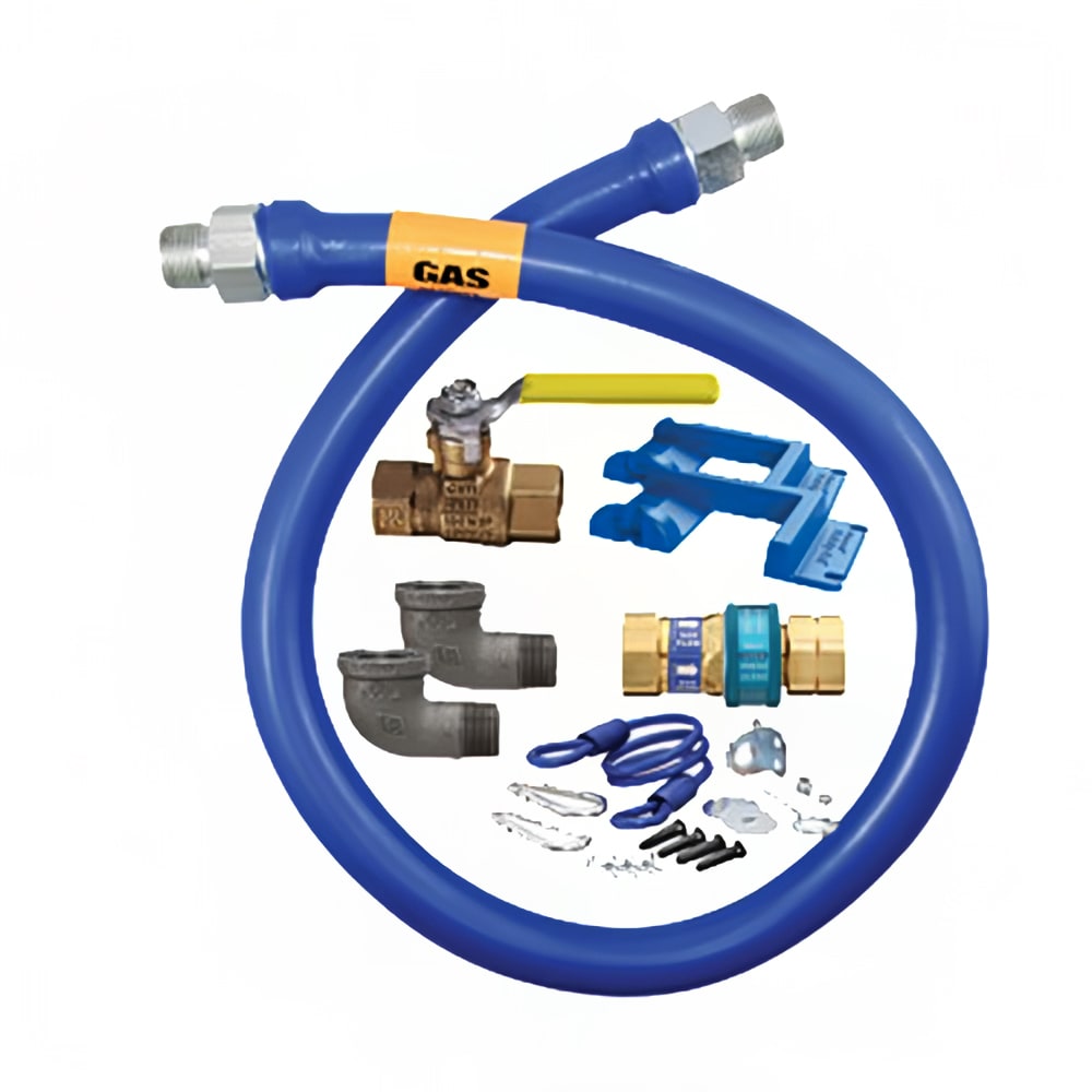 3/4"D Blue Hose™ Moveable Gas Connector Kit 60"L, Stainless Steel Braid, SnapFast® QD, Swivel MAX®, Elbow, Safety Set®, Full Port Valve