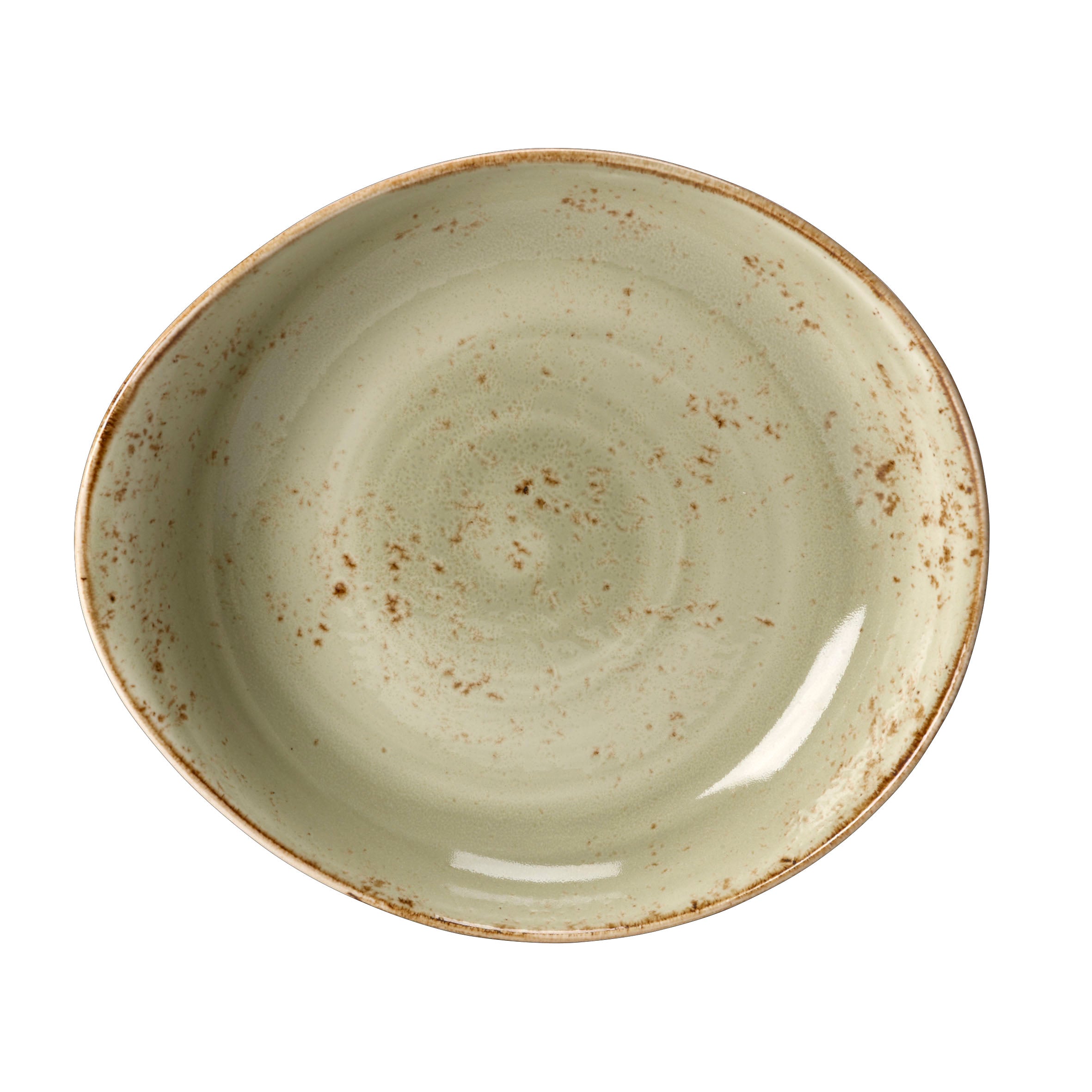 Bowl L 11.0" W 9.5" (32.0 Oz) Craft Green
