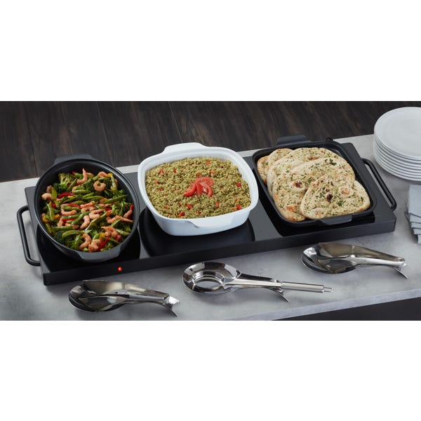 Large Warming Tray 38.5" Tempered Glass Black Titanium 400W