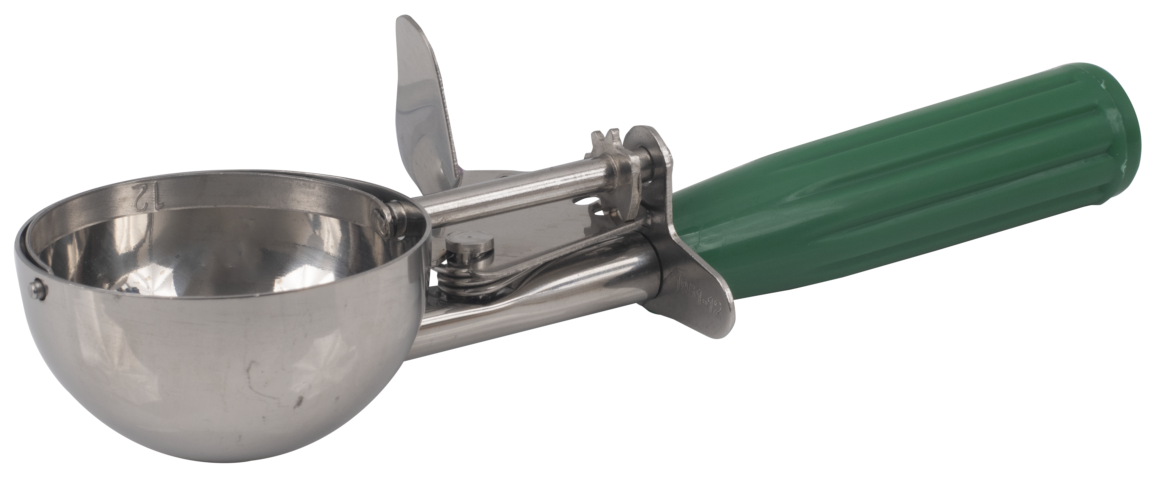 Ice Cream Disher, Green, Size 12, 18/8 Stainless Steel NSF