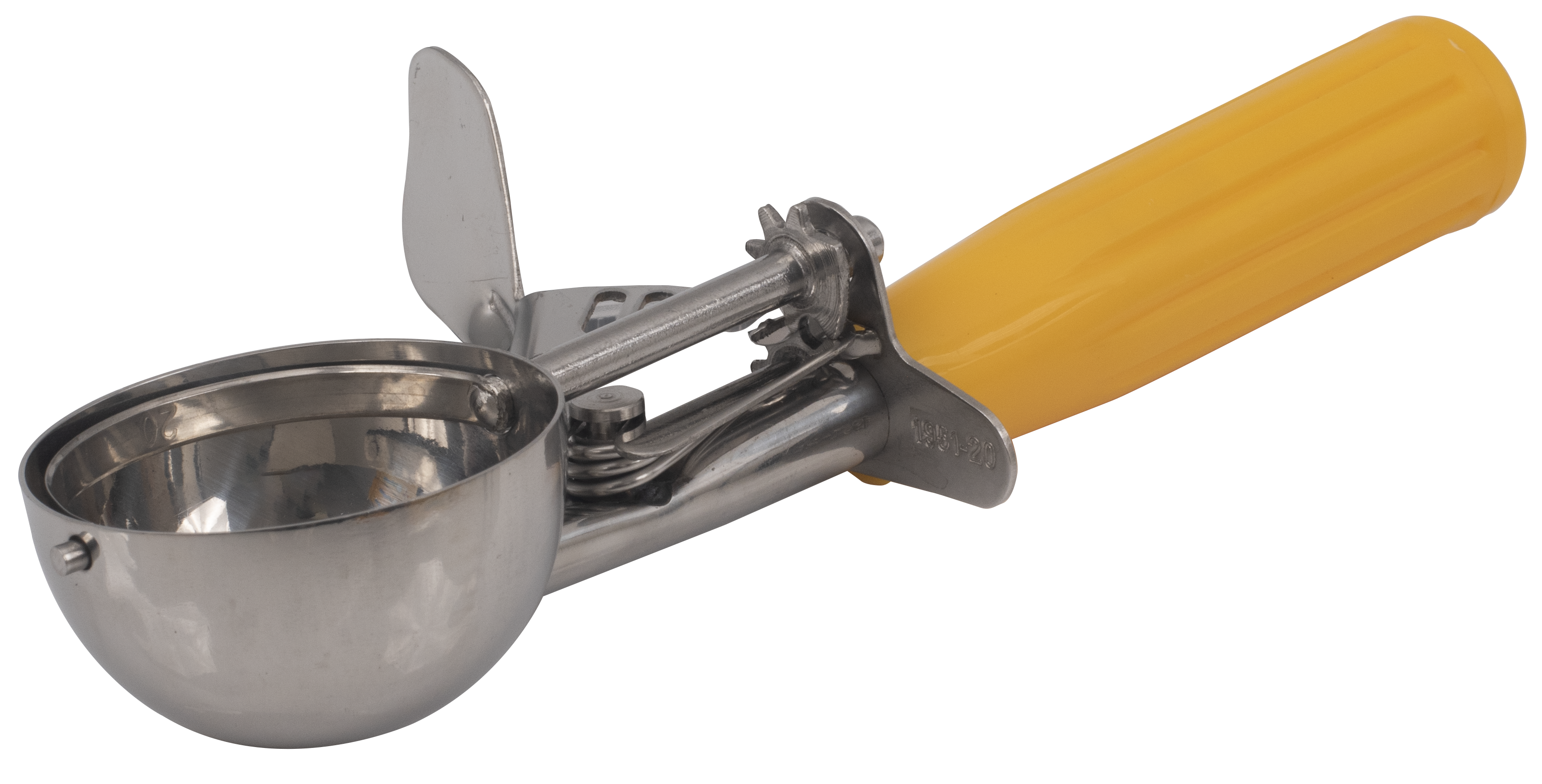 Ice Cream Disher, Yellow, Size 20, 18/8 Stainless Steel NSF