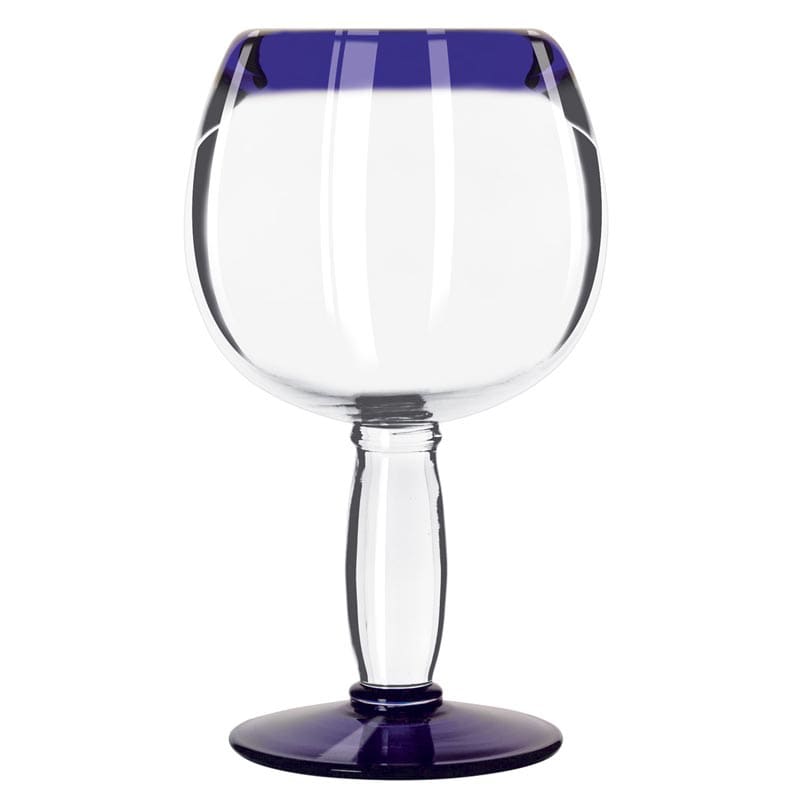 Aruba 21 oz. Round Cocktail Glass with Cobalt Blue Rim