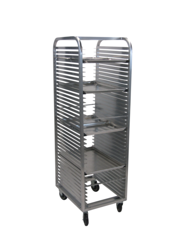 20.5" 40-Pan Heavy-Duty Aluminum Bun Pan Rack - All-Welded, End Load