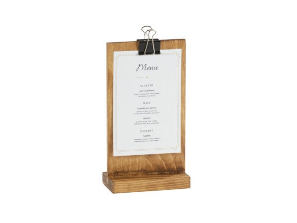 4.5" Rectangular Pine Wood Clipboard Menu