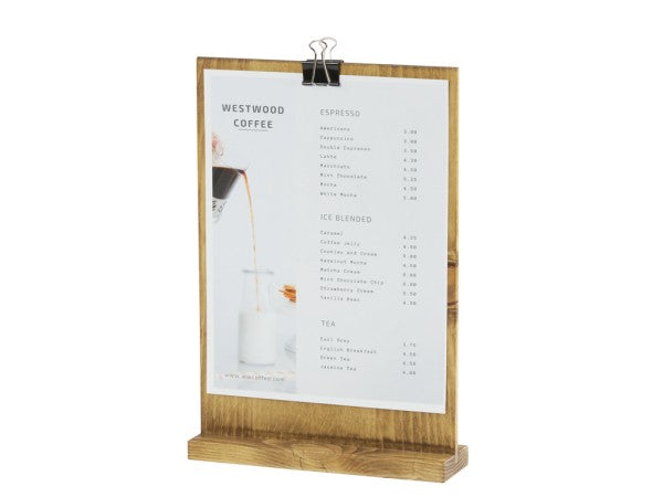 9.25" Rectangular Pine Wood Clipboard Menu