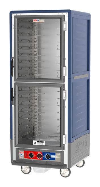 C5™ 3 Series Full-Height Blue Insulation Armour™ Moisture Heated Cabinet w/ (18) Pan Capacity, Universal Slides, Dutch Clear Doors, 120v