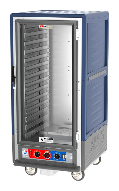 C5™ 3 Series 3/4 Height Blue Insulation Armour™ Heated Holding Cabinet w/ (27) Pan Capacity, Lip Load Slides, Clear Door, 120v