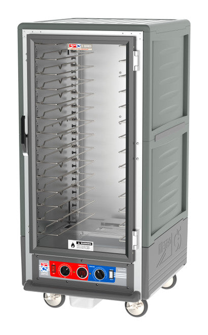 C5™ 3 Series 3/4 Height Grey Insulation Armour™ Heated Holding Cabinet w/ (14) Pan Capacity, Universal Slides, Clear Door, 120v