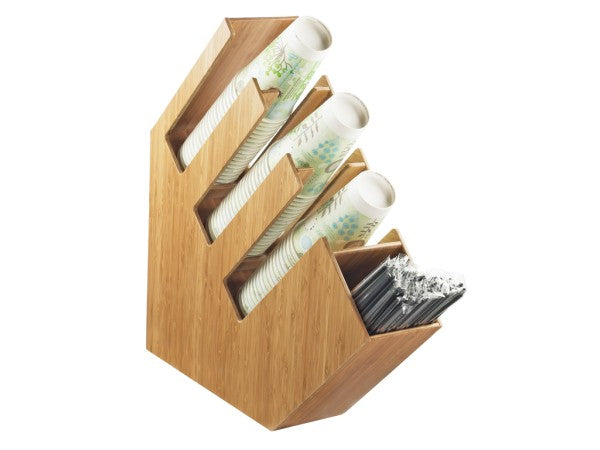 Bamboo 4-Section Cup Lid & Straw Holder