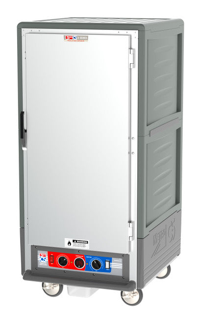 C5™ 3 Series 3/4 Height Grey Insulation Armour™ Heated Holding Cabinet w/ (14) Pan Capacity, Universal Slides, Solid Door, 120v