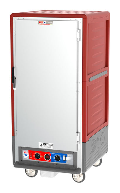C5™ 3 Series 3/4 Height Red Insulation Armour™ Low Wattage Heated Holding Cabinet w/ (14) Pan Capacity, Universal Slides, Solid Door, 120v