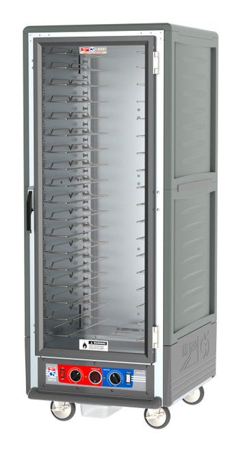 C5™ 3 Series Full-Height Grey Insulation Armour™ Low Wattage Heated Holding Cabinet w/ (18) Pan Capacity, Universal Slides, Clear Door, 120v