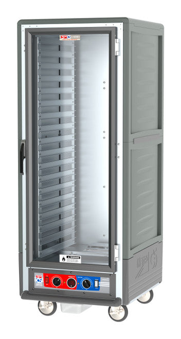 C5™ 3 Series Full-Height Grey Insulation Armour™ Low Wattage Heated Holding Cabinet w/ (35) Pan Capacity, Lip Load Slides, Clear Door, 120v