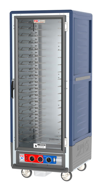 C5™ 3 Series Full-Height Blue Insulation Armour™ Low Wattage Heated Holding Cabinet w/ (18) Pan Capacity, Universal Slides, Clear Door, 120v