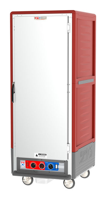 C5™ 3 Series Full-Height Red Insulation Armour™ Low Wattage Heated Holding Cabinet w/ (18) Pan Capacity, Fixed Slides, Solid Door, 120v
