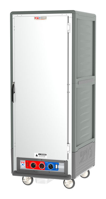 C5™ 3 Series Full-Height Grey Insulation Armour™ Low Wattage Heated Holding Cabinet w/ (18) Pan Capacity, Fixed Slides, Solid Door, 120v