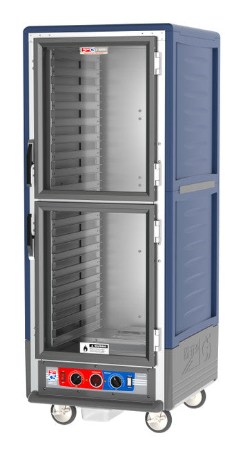 C5™ 3 Series Full-Height Blue Insulation Armour™ Low Wattage Heated Holding Cabinet w/ (35) Pan Capacity, Lip Load Slides, Dutch Clear Doors, 120v