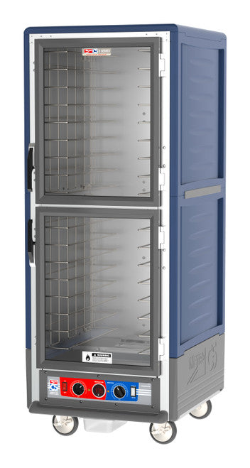 C5™ 3 Series Full-Height Blue Insulation Armour™ Heated Holding Cabinet w/ (18) Pan Capacity, Fixed Slides, Dutch Clear Doors, 120v