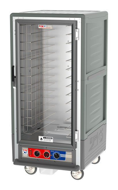 C5™ 3 Series 3/4 Height Grey Insulation Armour™ Moisture Heated Cabinet w/ (14) Pan Capacity, Fixed Slides, Clear Door, 120v