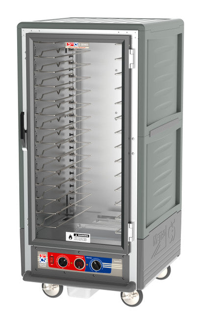C5™ 3 Series 3/4 Height Grey Insulation Armour™ Moisture Heated Cabinet w/ (14) Pan Capacity, Universal Slides, Clear Door, 120v
