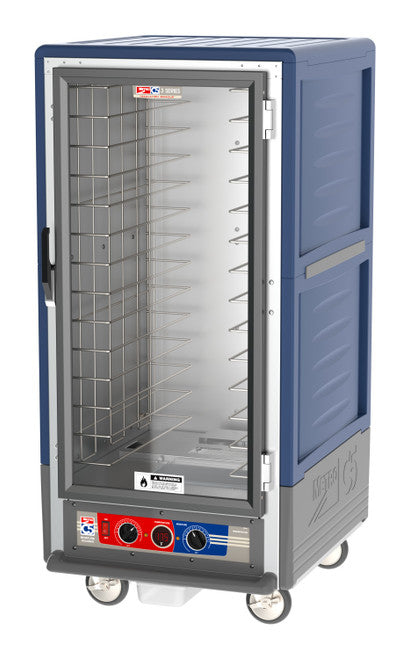 C5™ 3 Series 3/4 Height Blue Insulation Armour™ Moisture Heated Cabinet w/ (14) Pan Capacity, Fixed Slides, Clear Door, 120v