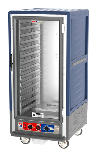 C5™ 3 Series 3/4 Height Blue Insulation Armour™ Moisture Heated Cabinet w/ (27) Pan Capacity, Lip Load Slides, Clear Door, 120v