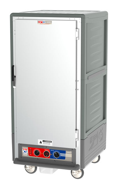 C5™ 3 Series 3/4 Height Grey Insulation Armour™ Moisture Heated Cabinet w/ (27) Pan Capacity, Lip Load Slides, Solid Door, 120v