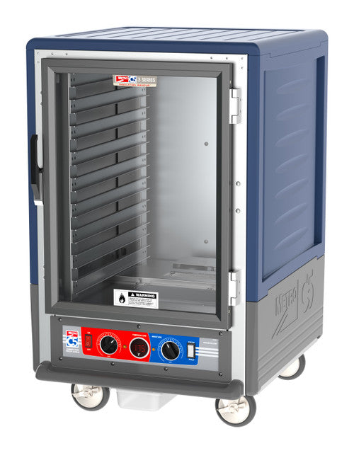 C5™ 3 Series Half-Height Blue Insulation Armour™ Heated Holding Cabinet w/ (17) Pan Capacity, Lip Load Slides, Clear Door, 120v
