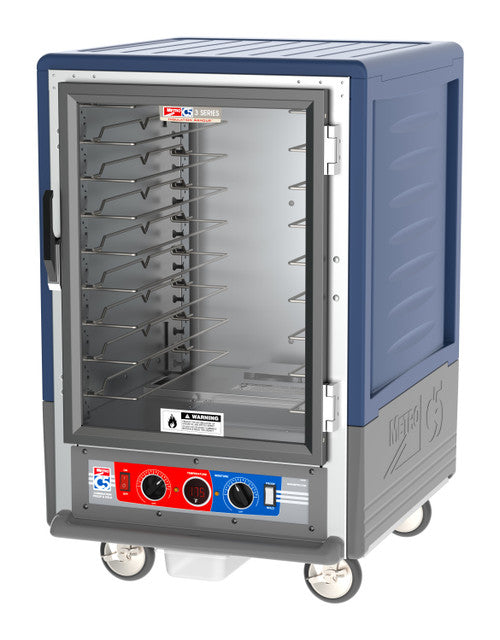 C5™ 3 Series Half-Height Blue Insulation Armour™ Low Wattage Heated Holding Cabinet w/ (8) Pan Capacity, Universal Slides, Clear Door, 120v