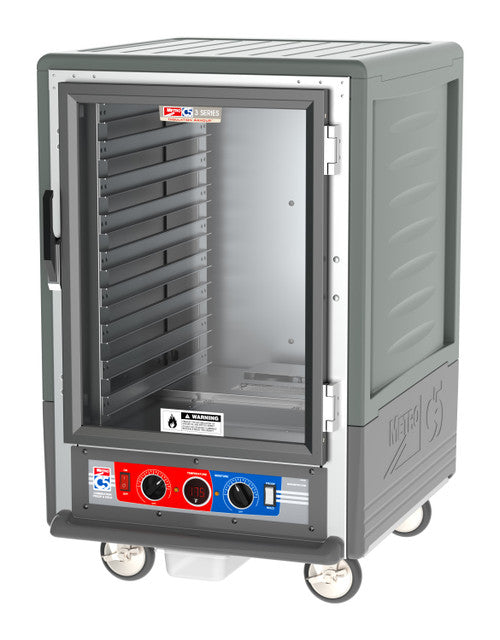 C5™ 3 Series Half-Height Grey Insulation Armour™ Low Wattage Heated Holding Cabinet w/ (17) Pan Capacity, Lip Load Slides, Clear Door, 120v