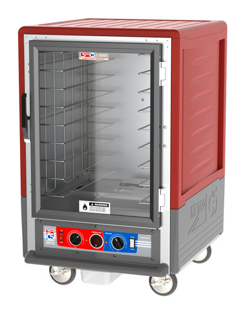 C5™ 3 Series Half-Height Red Insulation Armour™ Heated Holding Cabinet w/ (8) Pan Capacity, Fixed Slides, Clear Door, 120v
